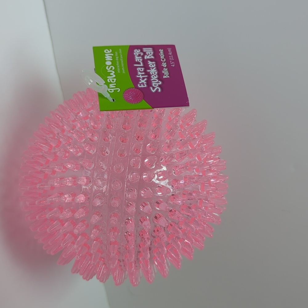 Gnawsome Extra large spike squeaker ball 4.5 inches new pink dog toy